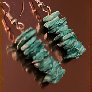 Aqua Dyed Shell Earrings.